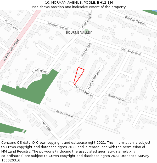 10, NORMAN AVENUE, POOLE, BH12 1JH: Location map and indicative extent of plot