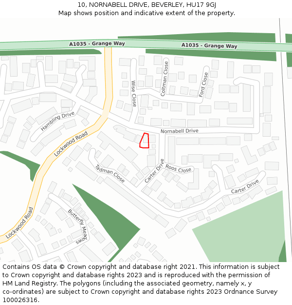 10, NORNABELL DRIVE, BEVERLEY, HU17 9GJ: Location map and indicative extent of plot