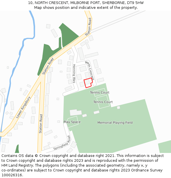 10, NORTH CRESCENT, MILBORNE PORT, SHERBORNE, DT9 5HW: Location map and indicative extent of plot