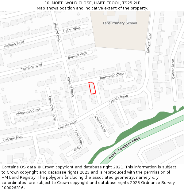 10, NORTHWOLD CLOSE, HARTLEPOOL, TS25 2LP: Location map and indicative extent of plot