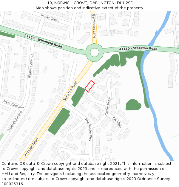 10, NORWICH GROVE, DARLINGTON, DL1 2SF: Location map and indicative extent of plot