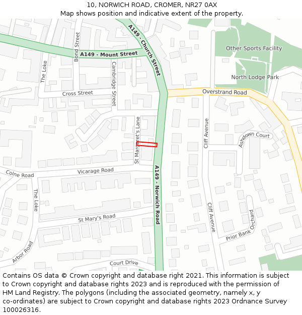 10, NORWICH ROAD, CROMER, NR27 0AX: Location map and indicative extent of plot