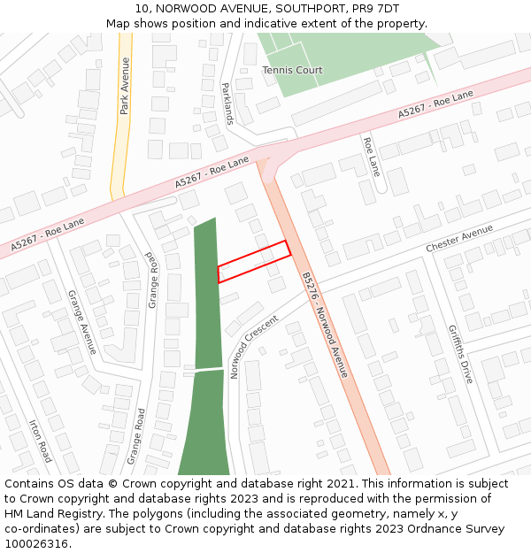 10, NORWOOD AVENUE, SOUTHPORT, PR9 7DT: Location map and indicative extent of plot