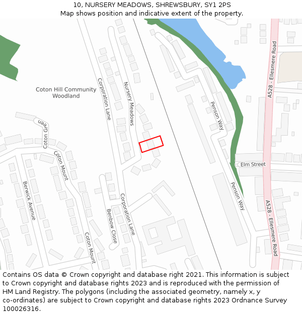 10, NURSERY MEADOWS, SHREWSBURY, SY1 2PS: Location map and indicative extent of plot