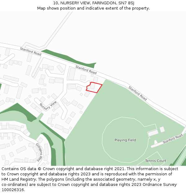 10, NURSERY VIEW, FARINGDON, SN7 8SJ: Location map and indicative extent of plot