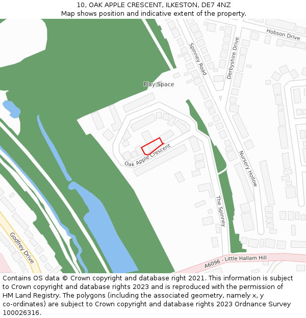10, OAK APPLE CRESCENT, ILKESTON, DE7 4NZ: Location map and indicative extent of plot