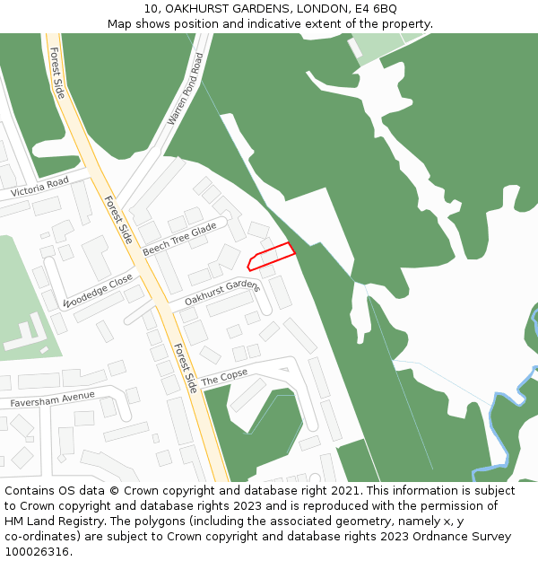 10, OAKHURST GARDENS, LONDON, E4 6BQ: Location map and indicative extent of plot