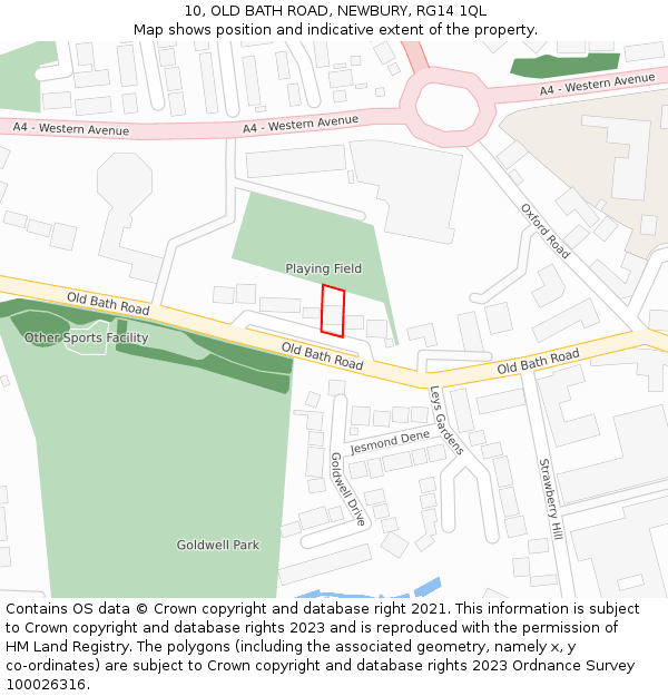 10, OLD BATH ROAD, NEWBURY, RG14 1QL: Location map and indicative extent of plot