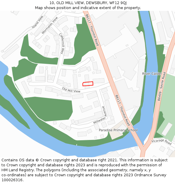 10, OLD MILL VIEW, DEWSBURY, WF12 9QJ: Location map and indicative extent of plot