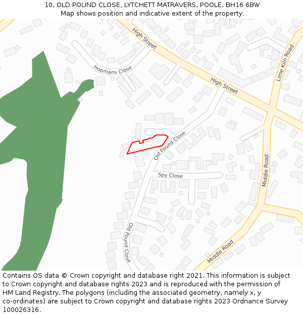 10, OLD POUND CLOSE, LYTCHETT MATRAVERS, POOLE, BH16 6BW: Location map and indicative extent of plot