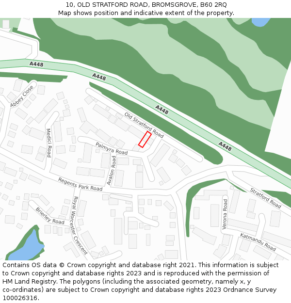 10, OLD STRATFORD ROAD, BROMSGROVE, B60 2RQ: Location map and indicative extent of plot