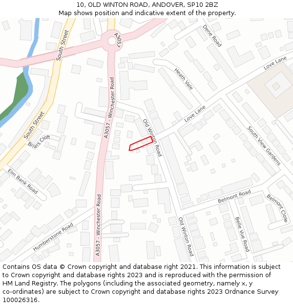 10, OLD WINTON ROAD, ANDOVER, SP10 2BZ: Location map and indicative extent of plot