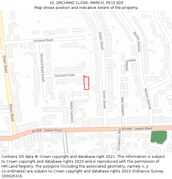 10, ORCHARD CLOSE, MARCH, PE15 9DF: Location map and indicative extent of plot