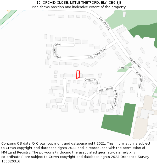 10, ORCHID CLOSE, LITTLE THETFORD, ELY, CB6 3JE: Location map and indicative extent of plot