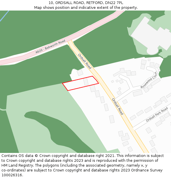 10, ORDSALL ROAD, RETFORD, DN22 7PL: Location map and indicative extent of plot