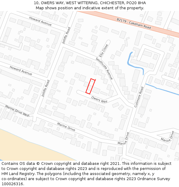 10, OWERS WAY, WEST WITTERING, CHICHESTER, PO20 8HA: Location map and indicative extent of plot