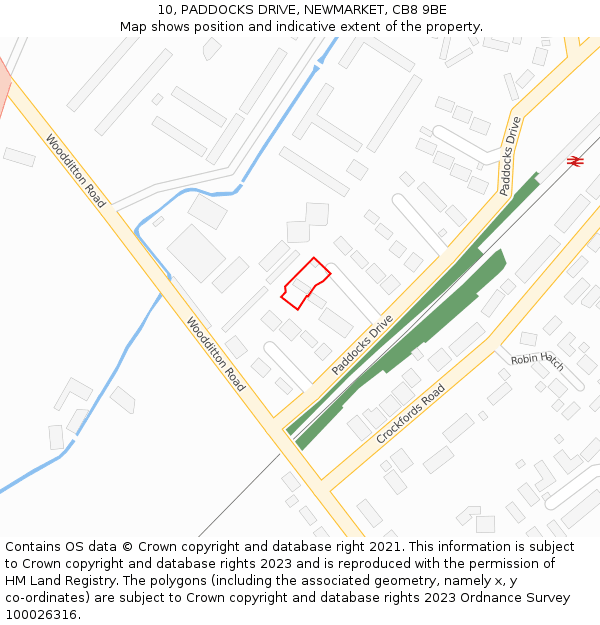 10, PADDOCKS DRIVE, NEWMARKET, CB8 9BE: Location map and indicative extent of plot