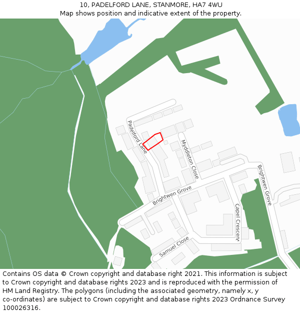 10, PADELFORD LANE, STANMORE, HA7 4WU: Location map and indicative extent of plot