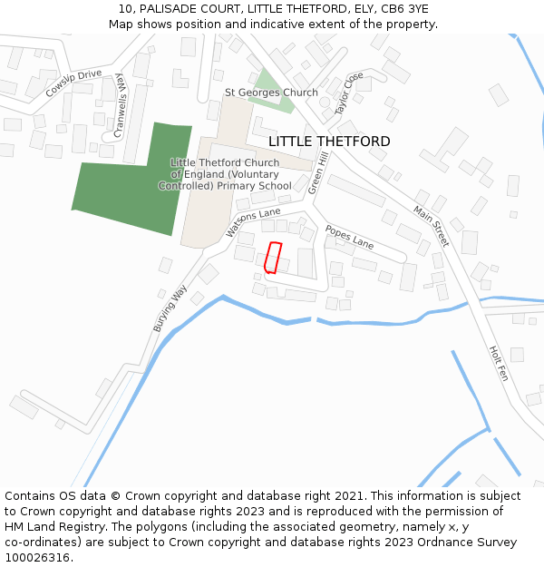 10, PALISADE COURT, LITTLE THETFORD, ELY, CB6 3YE: Location map and indicative extent of plot