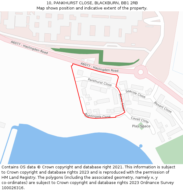 10, PANKHURST CLOSE, BLACKBURN, BB1 2RB: Location map and indicative extent of plot