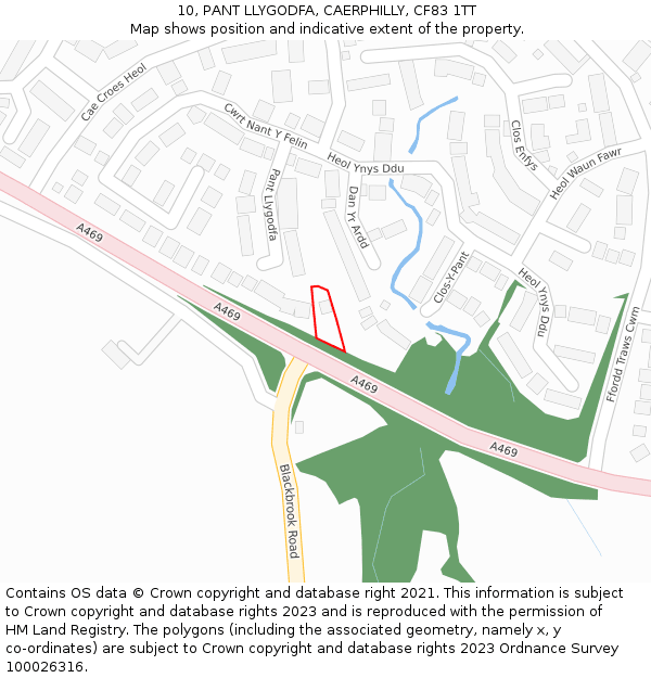 10, PANT LLYGODFA, CAERPHILLY, CF83 1TT: Location map and indicative extent of plot