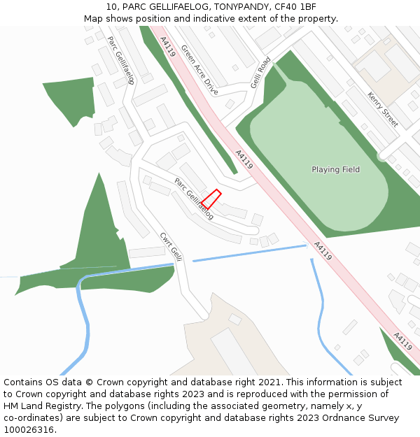 10, PARC GELLIFAELOG, TONYPANDY, CF40 1BF: Location map and indicative extent of plot