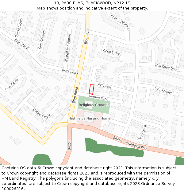 10, PARC PLAS, BLACKWOOD, NP12 1SJ: Location map and indicative extent of plot