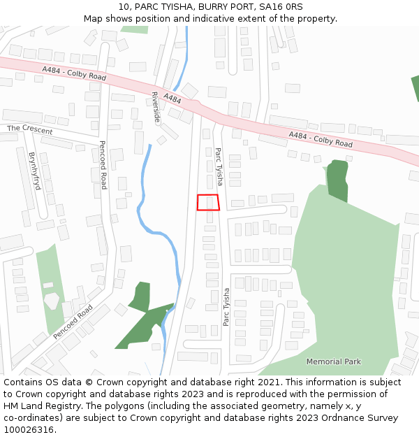 10, PARC TYISHA, BURRY PORT, SA16 0RS: Location map and indicative extent of plot