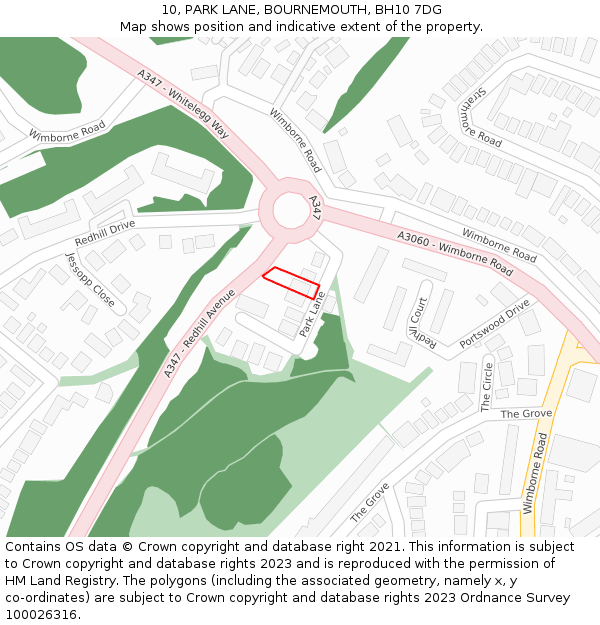 10, PARK LANE, BOURNEMOUTH, BH10 7DG: Location map and indicative extent of plot