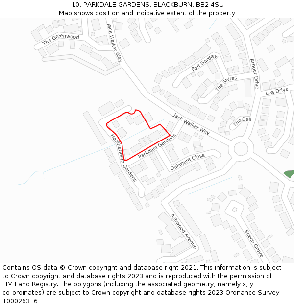 10, PARKDALE GARDENS, BLACKBURN, BB2 4SU: Location map and indicative extent of plot