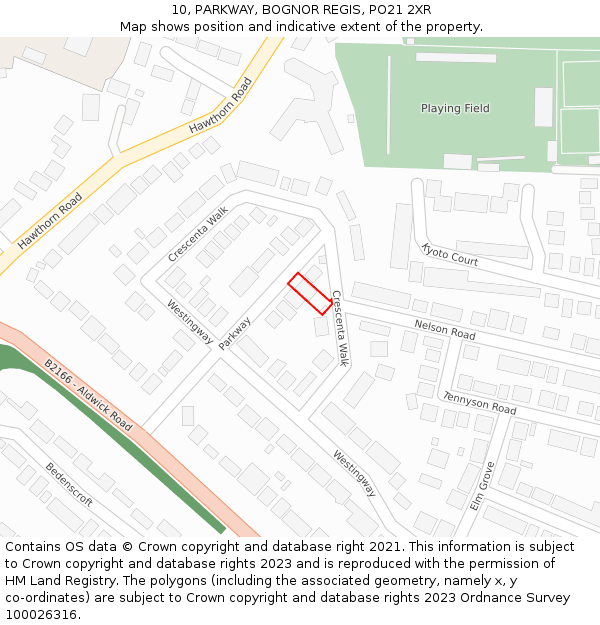 10, PARKWAY, BOGNOR REGIS, PO21 2XR: Location map and indicative extent of plot