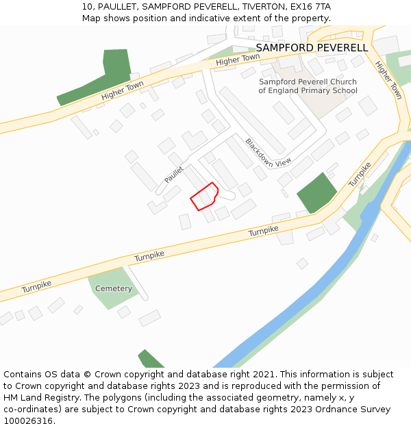 10, PAULLET, SAMPFORD PEVERELL, TIVERTON, EX16 7TA: Location map and indicative extent of plot
