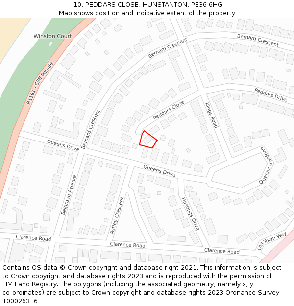 10, PEDDARS CLOSE, HUNSTANTON, PE36 6HG: Location map and indicative extent of plot