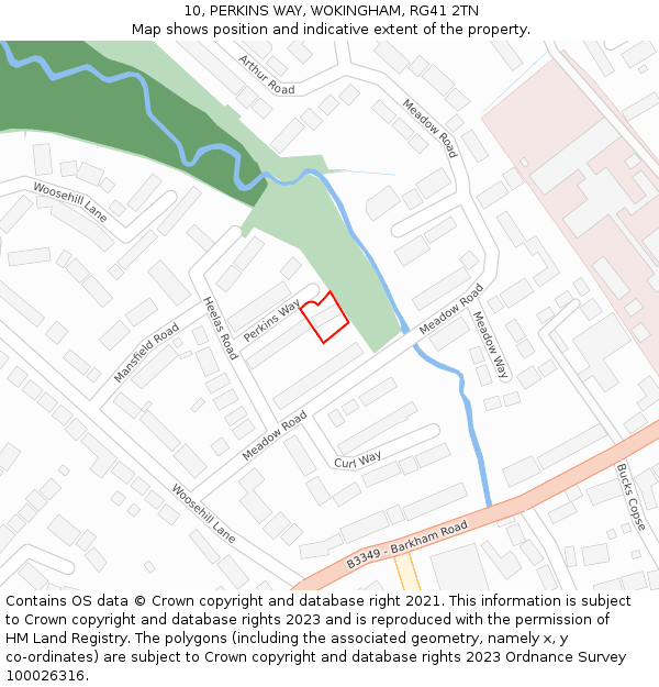 10, PERKINS WAY, WOKINGHAM, RG41 2TN: Location map and indicative extent of plot