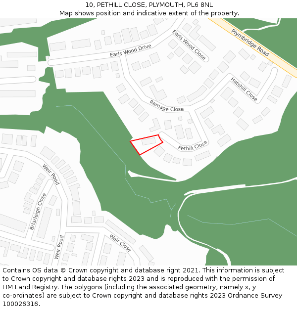 10, PETHILL CLOSE, PLYMOUTH, PL6 8NL: Location map and indicative extent of plot