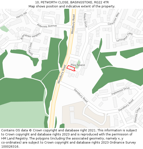 10, PETWORTH CLOSE, BASINGSTOKE, RG22 4TR: Location map and indicative extent of plot