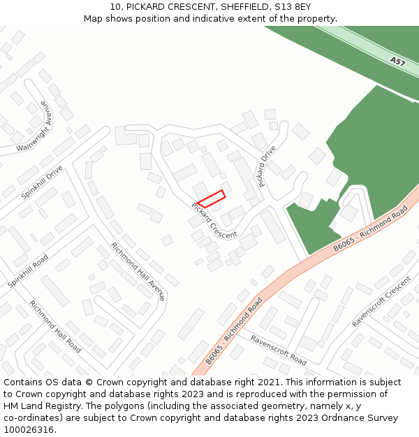 10, PICKARD CRESCENT, SHEFFIELD, S13 8EY: Location map and indicative extent of plot
