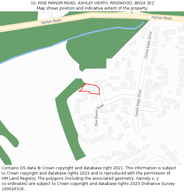 10, PINE MANOR ROAD, ASHLEY HEATH, RINGWOOD, BH24 2EZ: Location map and indicative extent of plot