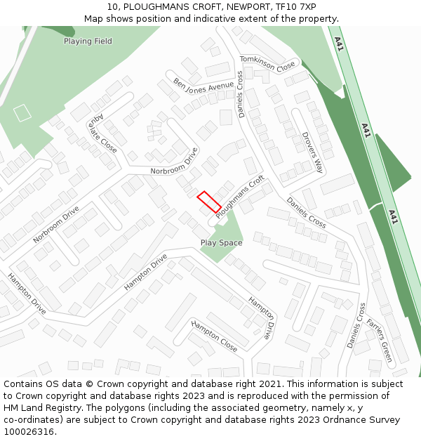 10, PLOUGHMANS CROFT, NEWPORT, TF10 7XP: Location map and indicative extent of plot