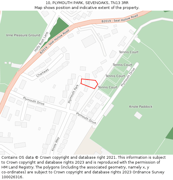 10, PLYMOUTH PARK, SEVENOAKS, TN13 3RR: Location map and indicative extent of plot