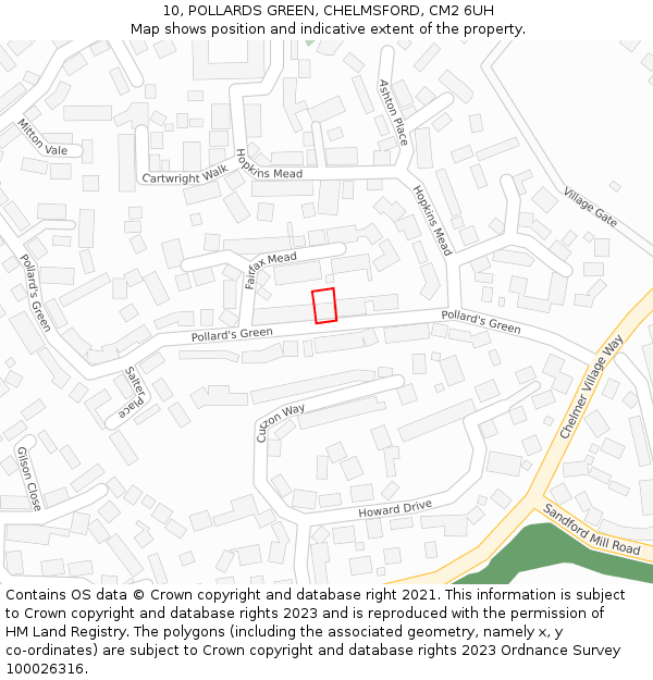 10, POLLARDS GREEN, CHELMSFORD, CM2 6UH: Location map and indicative extent of plot