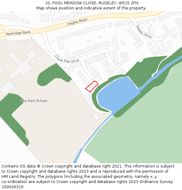 10, POOL MEADOW CLOSE, RUGELEY, WS15 2FN: Location map and indicative extent of plot
