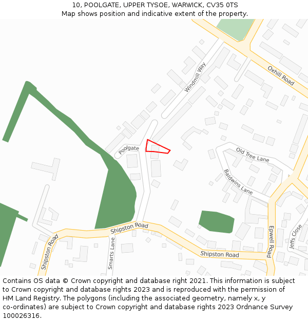 10, POOLGATE, UPPER TYSOE, WARWICK, CV35 0TS: Location map and indicative extent of plot