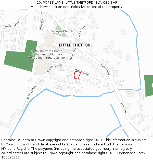 10, POPES LANE, LITTLE THETFORD, ELY, CB6 3HF: Location map and indicative extent of plot