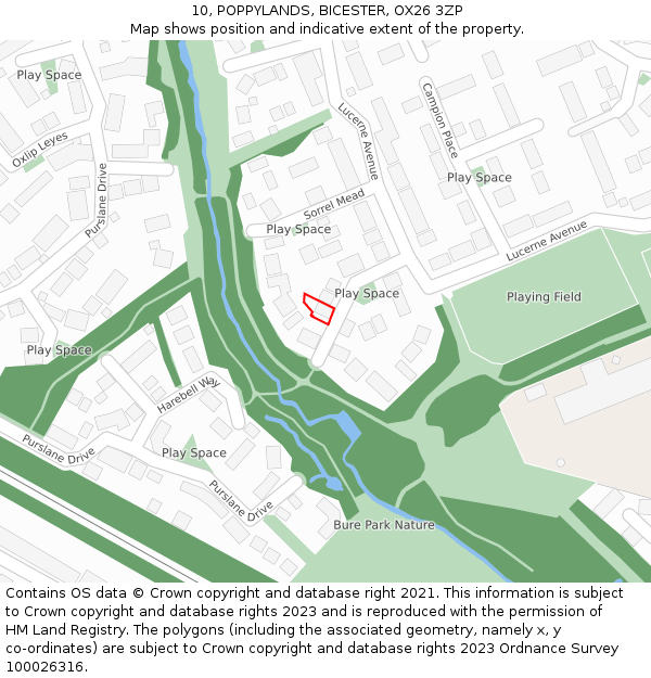 10, POPPYLANDS, BICESTER, OX26 3ZP: Location map and indicative extent of plot