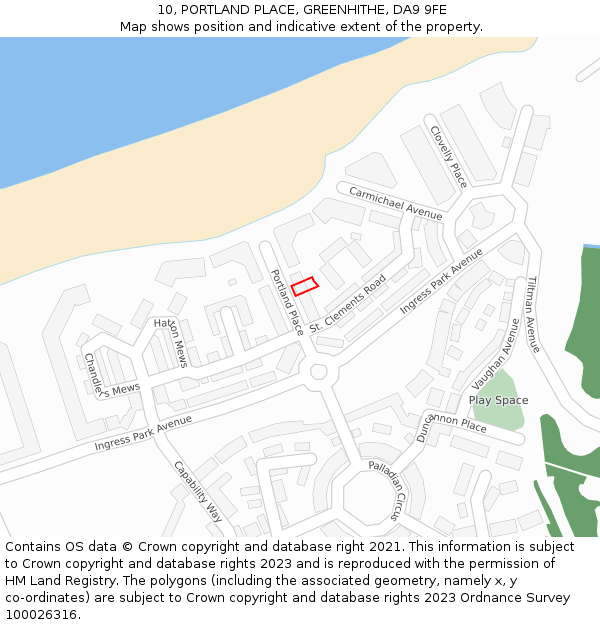 10, PORTLAND PLACE, GREENHITHE, DA9 9FE: Location map and indicative extent of plot