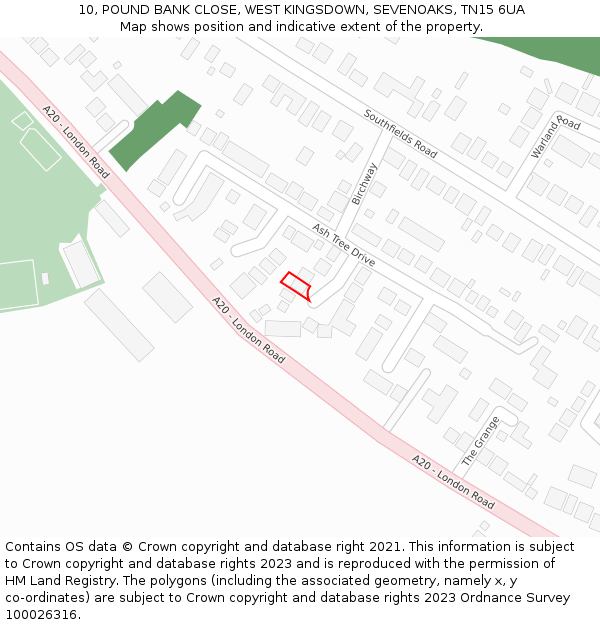 10, POUND BANK CLOSE, WEST KINGSDOWN, SEVENOAKS, TN15 6UA: Location map and indicative extent of plot