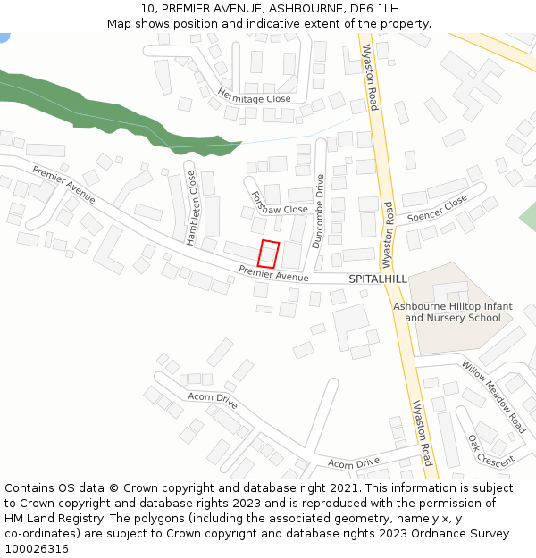 10, PREMIER AVENUE, ASHBOURNE, DE6 1LH: Location map and indicative extent of plot