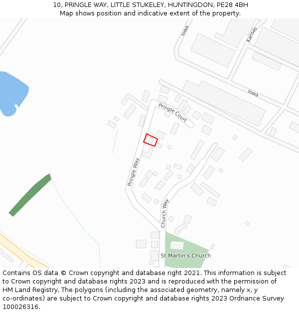 10, PRINGLE WAY, LITTLE STUKELEY, HUNTINGDON, PE28 4BH: Location map and indicative extent of plot