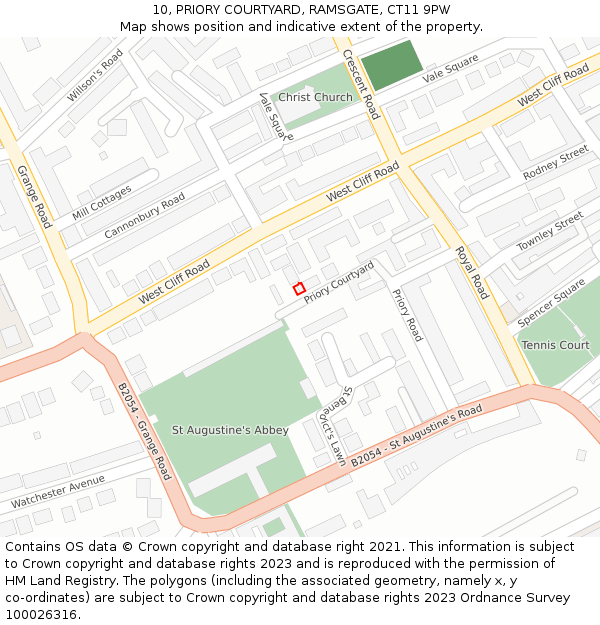 10, PRIORY COURTYARD, RAMSGATE, CT11 9PW: Location map and indicative extent of plot